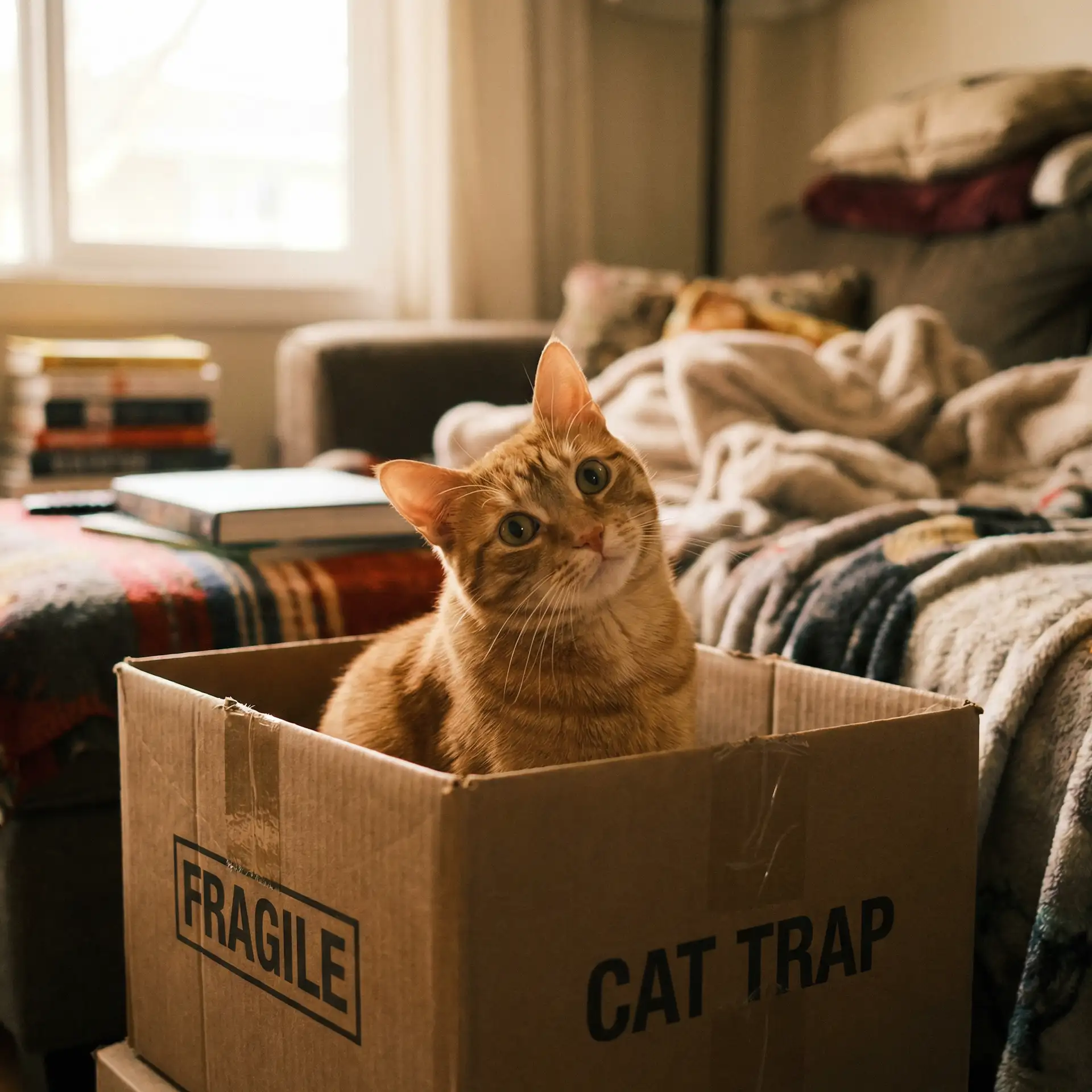 橘猫躲在纸箱里 - 小科科APP软件下载安装